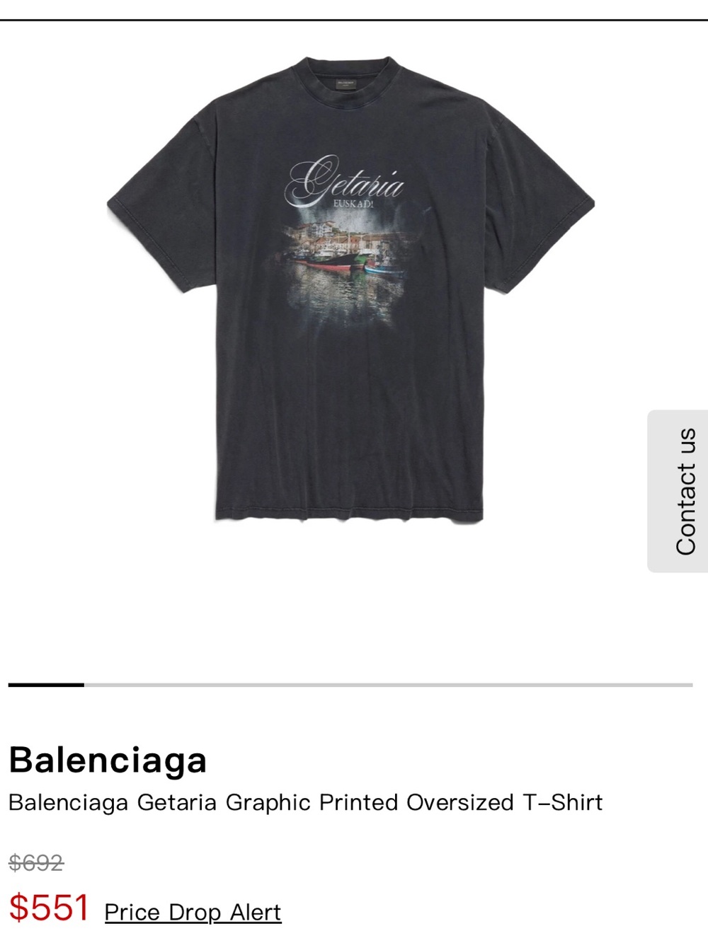 Balenciaga Getaria Mens Graphic Printed Oversized T-Shirt Size 1